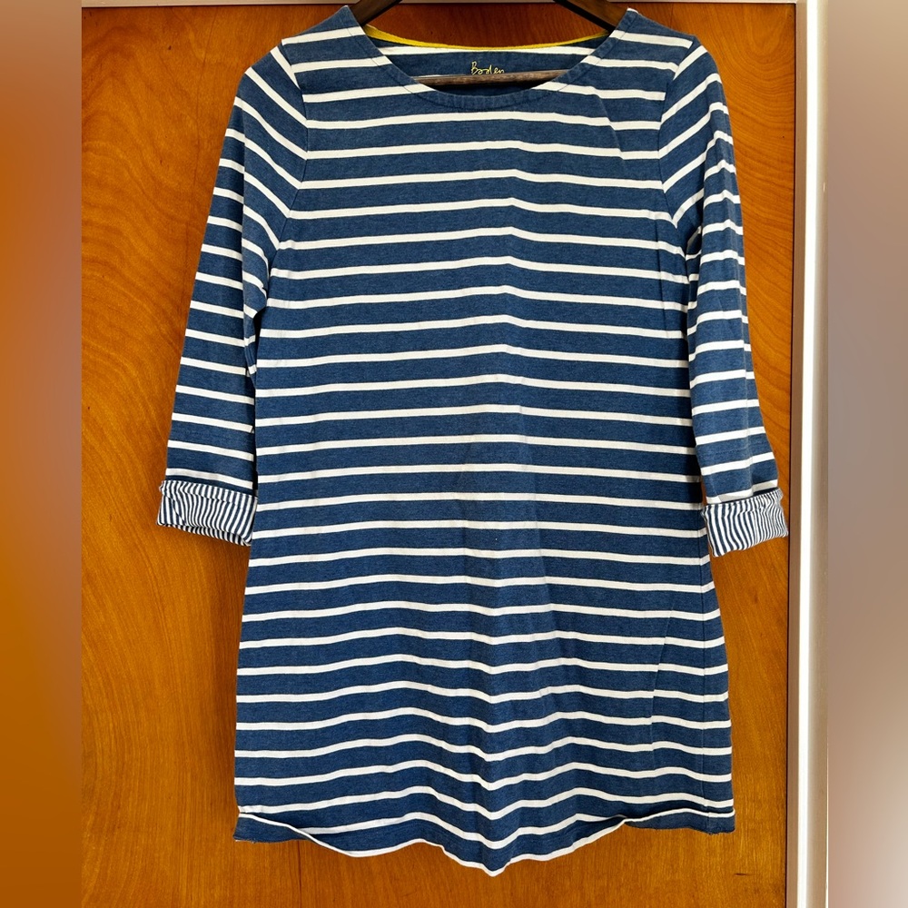Boden blue and white striped top